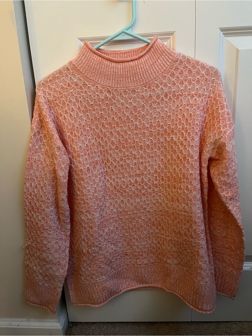 Staccato Peach-Pink Mock Neck Textured Sweater